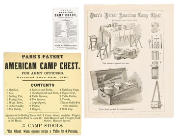 (CIVIL WAR.) Advertising ephemera for Parr's Patent American Camp Chest. Philadelphia and New York,