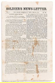 (CIVIL WAR.) Soldiers' News-Letter, an unrecorded issue of a camp newspaper from near New Orleans.
