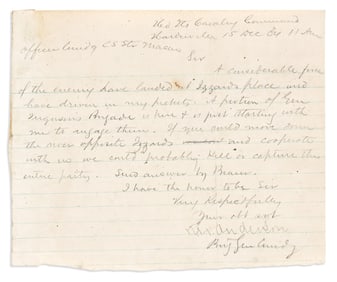 (CIVIL WAR--CONFEDERATE.) Robert H. Anderson. Plea for reinforcements against Sherman's March to the