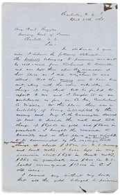 (CIVIL WAR--CONFEDERATE.) Clarence Morfit. Letter describing the last looted currency held by the