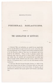 (CIVIL WAR--KENTUCKY.) Resolutions on Federal Relations, Adopted by the Legislature of Kentucky.
