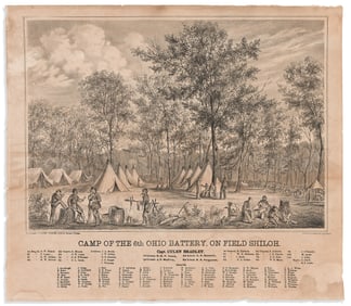 (CIVIL WAR--OHIO.) Henry Mosler, lithographer. Camp of the 6th Ohio Battery, on Field Shiloh.