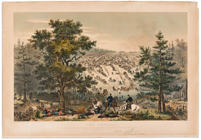 (CIVIL WAR--PRINTS.) John B. Bachelder. The Retreat: The Wagon Trains of the Army of the Potomac en