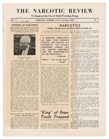 (CRIME.) The Narcotic Review, to Suppress the Use of Habit Forming Drugs, Vol. I, no. 1. Chicago: