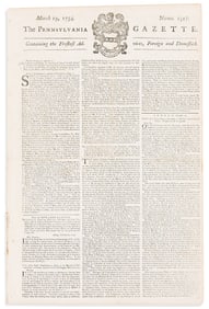 (EARLY AMERICAN IMPRINT.) The Pennsylvania Gazette, issue discussing the French and Indian War.