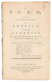 (EARLY AMERICAN IMPRINT.) Philip Freneau. A Poem on the Rising Glory of America. Philadelphia: