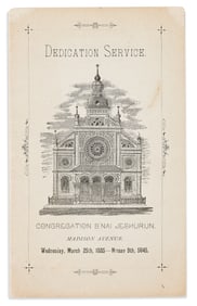 (JUDAICA.) Order of Service at the Dedication of the Synagogue of the Congregation ìBínai