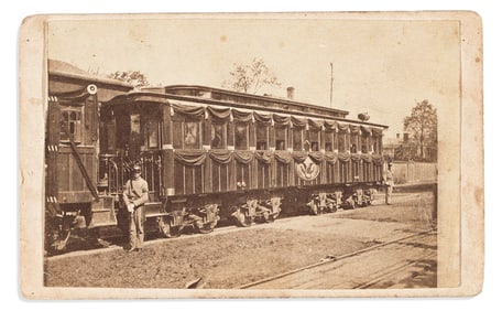 (LINCOLN.) John Carbutt, Carte-de-visite of the Abraham Lincoln catafalque car in Springfield.