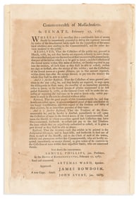 (MASSACHUSETTS.) Act of the Massachusetts Senate ordering a tax to suppress Shays's Rebellion.