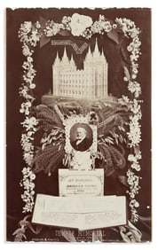 (MORMONS.) Anderson & Crandal, Temple Memorial, a composite photograph in memory of Brigham Young.