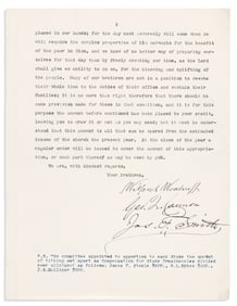 (MORMONS.) Wilford Woodruff and the First Presidency. Letter reining in the salaries of Stake