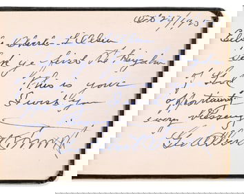 (MORMONS.) Autograph album started which on mission in Chicago in 1925, featuring 5 Apostles.