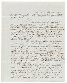 (NEW YORK.) Lotus Ingalls. Letter on the establishment of a School for Colored Children in