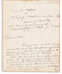 (PENNSYLVANIA.) David Hoge. Notebook kept as a Dickinson College student, including his commencement