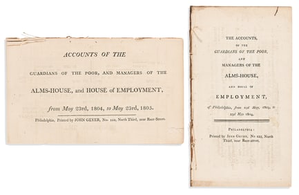 (PENNSYLVANIA.) The Accounts of the Guardians of the Poor . . . of Philadelphia, two annual reports.