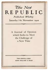 (PERIODICALS.) The New Republic, Vol. I, no. 1. New York: Republic Publishing Company, 7 November