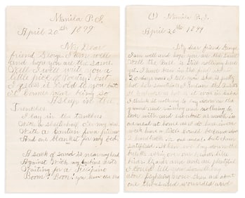 (SPANISH-AMERICAN WAR.) Albert S. Berger. Letter describing hard fighting near Pasig--in both prose