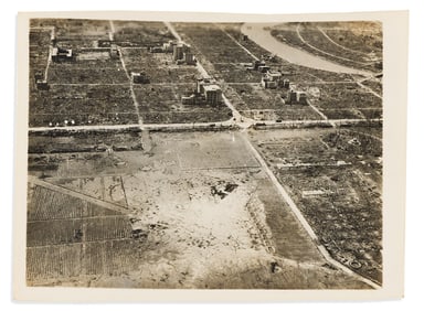 (WORLD WAR TWO.) Group of aerial views of Hiroshima and Tokyo taken weeks after the end of fighting.