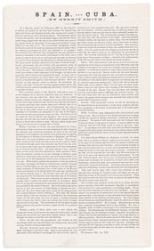 (CUBA.) Gerrit Smith. Spain-Cuba. Peterboro, NY, 1 December 1873