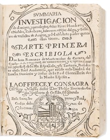(MEXICAN IMPRINT--1665.) Juan Francisco Montemayor de Cuenca. Summaria investigacion de el origen, y
