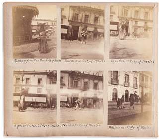 (MEXICO.) Album of Mexican views by Briquet and snapshots of street vendors. Mexico, 1890 and
