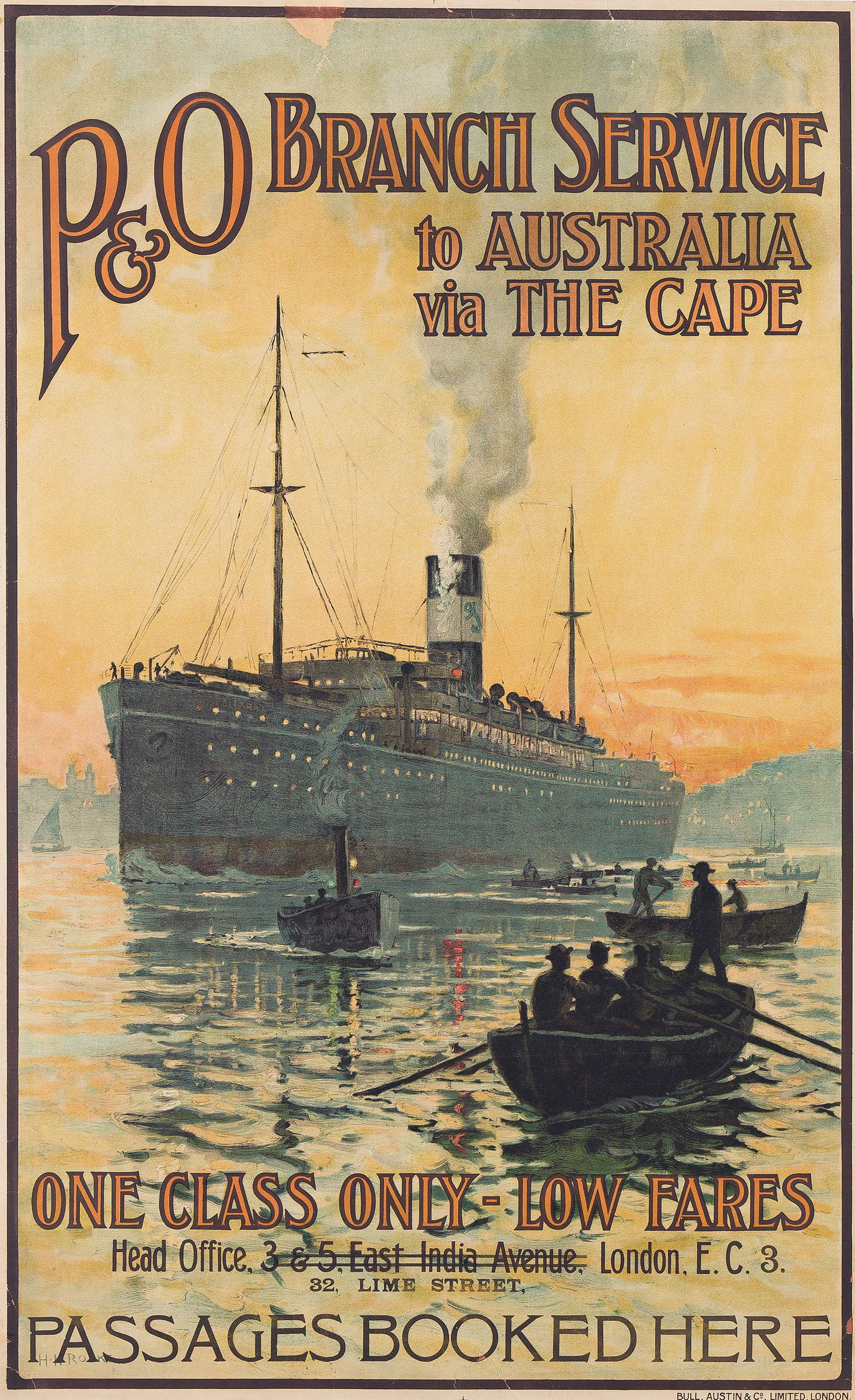 Herbert Kerr Rooke. P & O Branch Service to Australia via the Cape. Circa 1911.