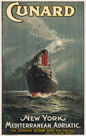 Designer Unknown. Cunard [Slavonia] / New York Mediterranean. Circa 1905.