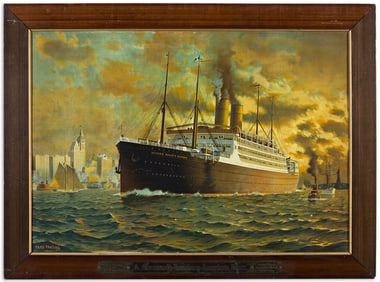 Fred Pansing (d'Après). A Mammoth Hamburg Amerian Liner [Kaiserin Auguste Victoria]. Circa