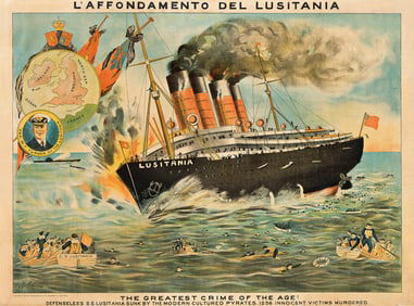 R. Abelina. l'Affondamento del Lusitania / The Greatest Crime of the Age. 1915.