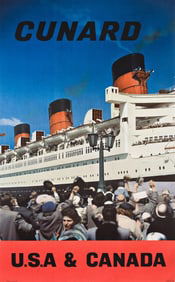 Designer Unknown. Cunard U.S.A & Canada. Circa 1950s.