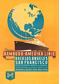 Ottomar Anton. Hamburg - Amerika Linie / Nach Los Angeles San Francisco. 1933.