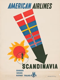 Edward McKnight Kauffer. American Airlines / Scandinavia. 1948.