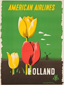 Edward McKnight Kauffer. American Airlines / Holland. 1948.