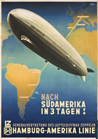 Ottomar Anton. Hamburg Amerika Linie - Graf Zeppelin. 1936.