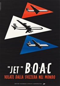 J. Wild. "Jet" B•O•A•C / Volate Dalla Svizzera Nel Mondo. Circa 1958.