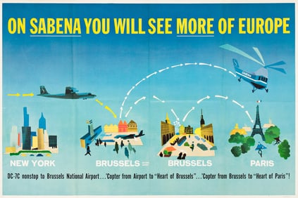 Aaron Fine. On Sabena / You Will See More of Europe. Circa 1950s.