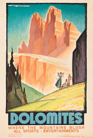 Franz Lenhart. Dolomites / Where the Mountains Blush. Circa 1930s.