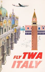 David Klein. Fly TWA / Italy. 1950s.
