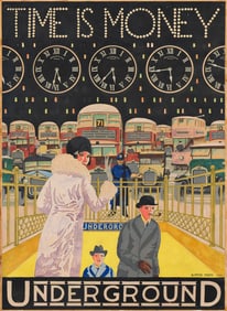 Arthur Vivian Farrar. Time is Money / Underground. Gouache maquette. 1930.