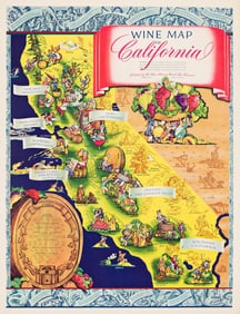 Ruth Taylor. Wine Map of California. Circa 1945.