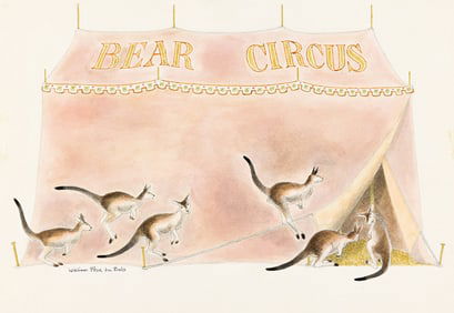 William Pène du Bois, (1916-1993), "The kangaroo is good at skipping across the land." 1971.