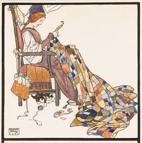 Edmund Dulac, (1882-1953), "Q was a quaint dainty queen." 1906.