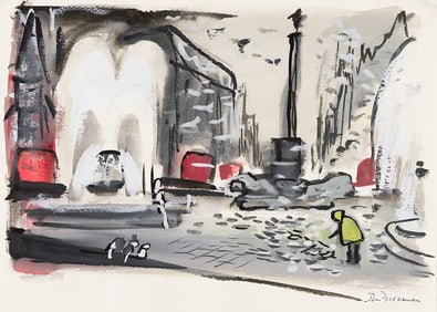 Don Freeman, (1908-1978), Study for Trafalgar Square. Circa 1967.