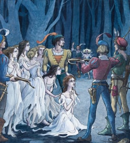 Trina Schart Hyman, (1939-2004), "They came upon a clearing..." 1989.