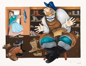 Judith C. Mills, (b. 1956), "Tongues in shoes, I know. Tongues in boots, I know. Tongues frozen on a