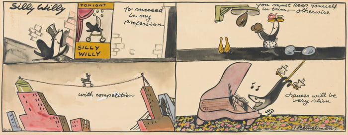 Ludwig Bemelmans, (1898-1962), Silly Willy: "To succeed in my profession..." Circa 1935.