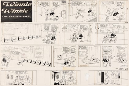 Martin Branner, (1888-1970), Winnie Winkle 11-panel and Looie 3-panel comic strip. 1936.