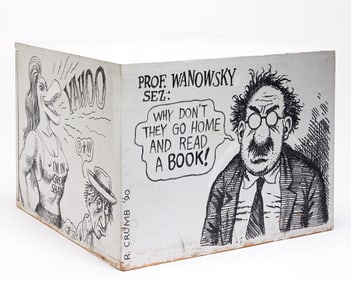 Robert Crumb, (b. 1943), "R. Crumb Comix" cube, stage prop. 1990.