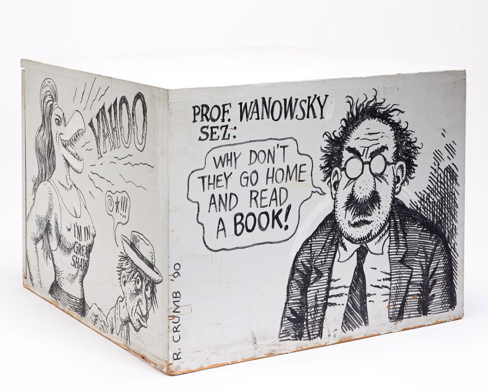 Robert Crumb, (b. 1943), "R. Crumb Comix" cube, stage prop. 1990. (1 of 5)