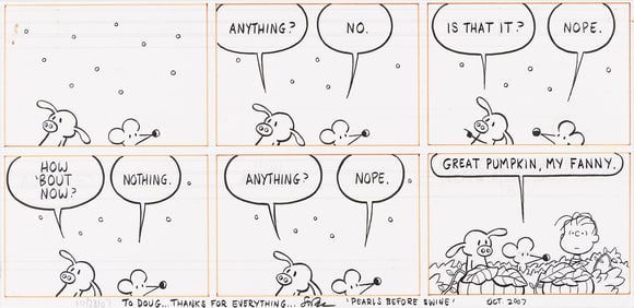 Stephan Pastis after Charles Schulz, (b. 1968), Pearls Before Swine, Peanuts The Great Pumpkin